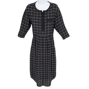 Steven Alan Womens Silk Black White Windowpane Plaid Dress Size 2